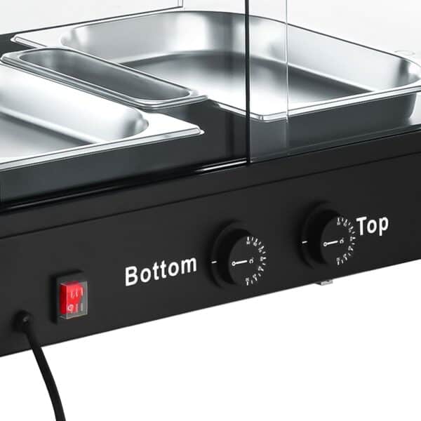 Vitrína na teplé jedlá - 650 mm - 1,16 kW - s 3 policami - čierna – Obrázok 3