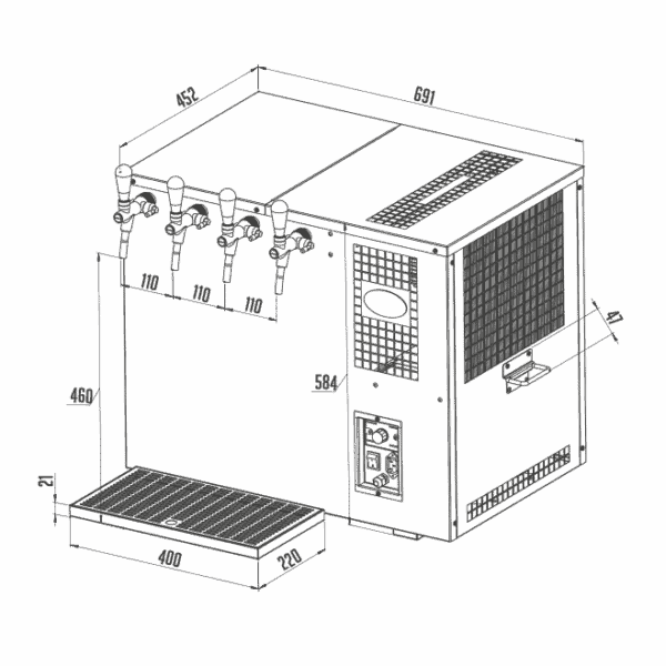 Lindr AS-160 INOX Tropical 4 x kohút – Obrázok 2