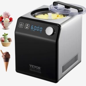 Výrobník zmrzliny 2 l, 180 W, výrobník mrazeného jogurtu, výrobník zmrzliny s 3 režimami, výrobník jogurtu, domáci, prenosný, výrobník zmrzliny, sorbet, gelato, tichý, čierny, elektrický