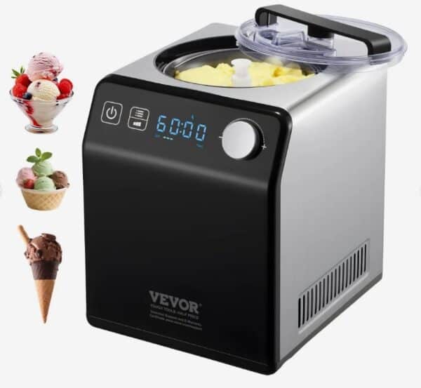Výrobník zmrzliny 2 l, 180 W, výrobník mrazeného jogurtu, výrobník zmrzliny s 3 režimami, výrobník jogurtu, domáci, prenosný, výrobník zmrzliny, sorbet, gelato, tichý, čierny, elektrický
