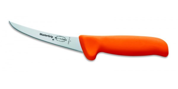 Špeciálny vykosťovací nôž so zahnutou čepeľou, neohybný v dĺžke 13 cm, oranžový