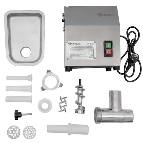 Elektrický mlynček na mäso Mahlzeit Profi z nehrdzavejúcej ocele | 250 W - 75 kg/h | Plnička na klobásy - Image 4