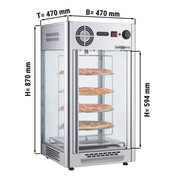 Vitrína na teplé jedlá - 470 mm - 1,2 kW - 108 litrov - nehrdzavejúca oceľ