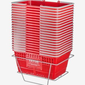 Nákupný košík  balenie 20 kusov, 21l odolný plastový nákupný košík s rukoväťou a stojanom, 16,5 x 11,8 x 8,27 palca, prenosný košík na potraviny