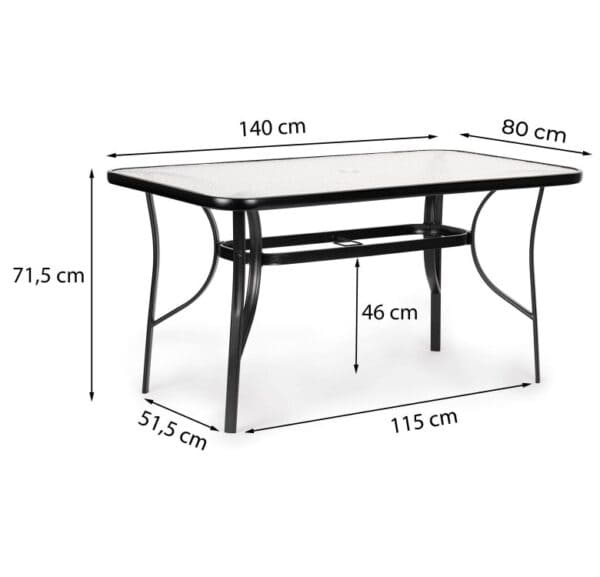 Sklenený záhradný stôl 140x80 cm terasa/balkón MultiGarden – Obrázok 2