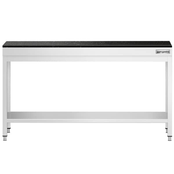 Prémiový pracovný stôl z nehrdzavejúcej ocele - 2000x700 mm - so základnou policou - vrátane žulovej pracovnej dosky – Obrázok 2