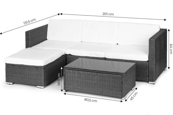 Sada záhradného nábytku z technoratanu, modulárny rohový stôl, sivý MultiGarden – Obrázok 5