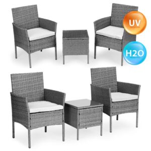 Sada záhradného nábytku z technoratanu, stôl a stoličky, sivá MultiGarden