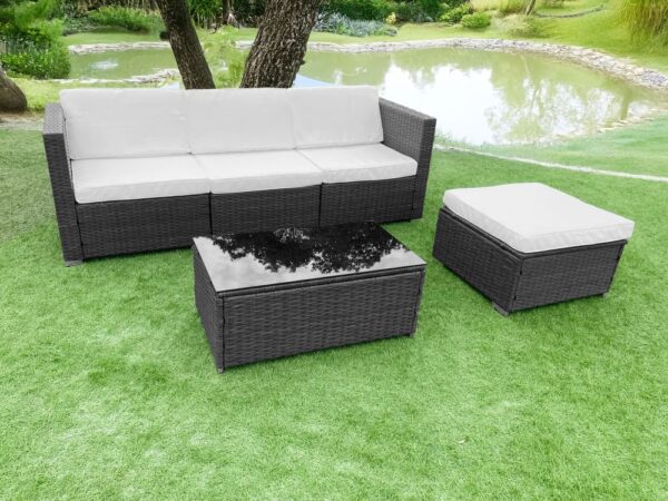 Sada záhradného nábytku z technoratanu, modulárny rohový stôl, sivý MultiGarden – Obrázok 3