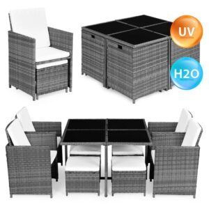 Sada záhradného nábytku z technoratanu: 4 kreslá, 4 pufy, stôl MultiGarden