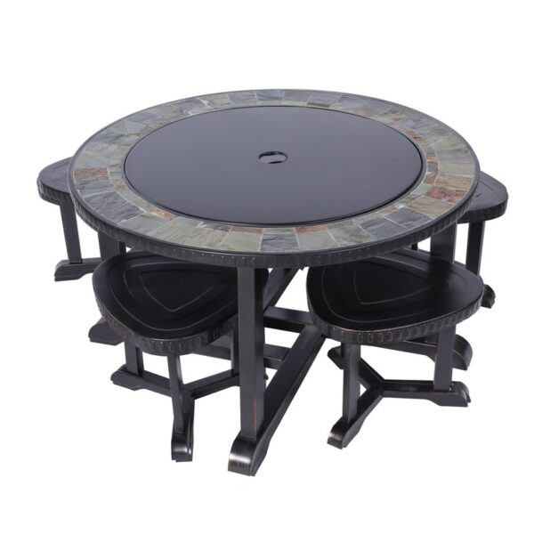 Gril a Ohnisko Strend Pro Grill, kovové, 4 stoličky, 3 v 1, 105x75 cm, uhlie, záhradné – Obrázok 11