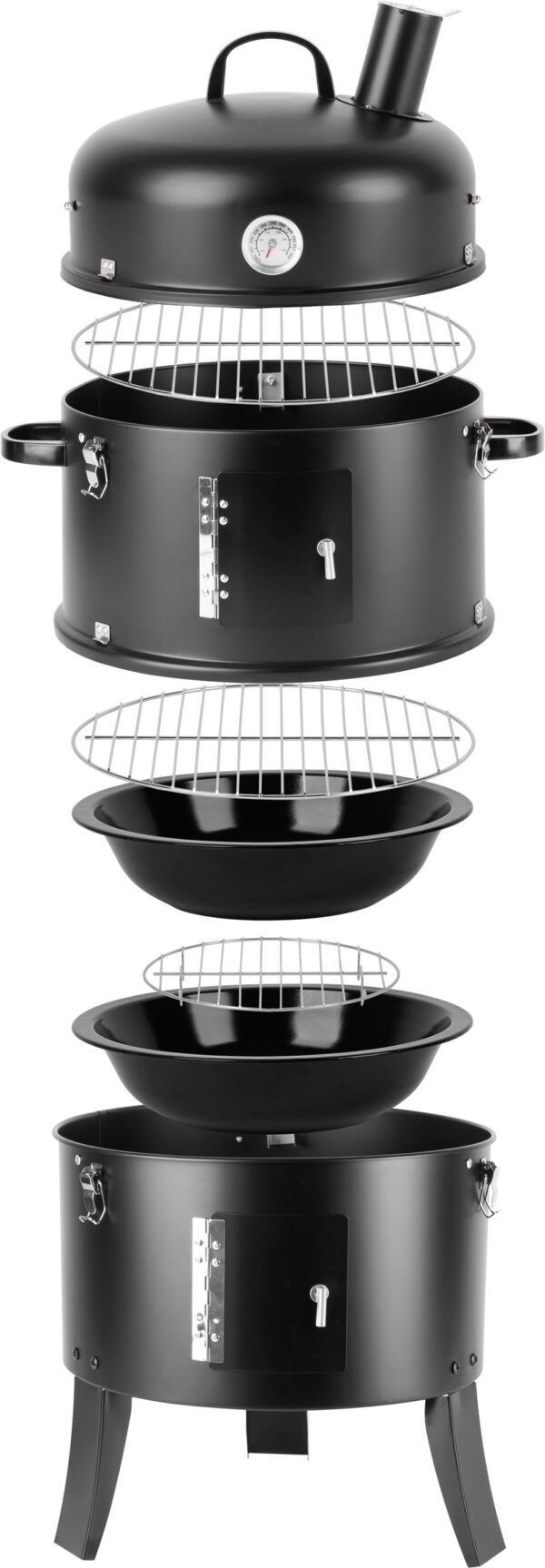 Gril Strend Pro Smoker, BBQ, na drevené uhlie, 3v1 grilovanie, údenie a vodné údenie, 440x780 mm – Obrázok 7