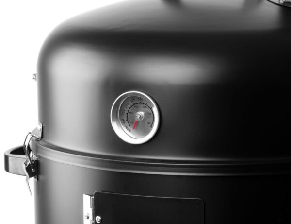Gril Strend Pro Smoker, BBQ, na drevené uhlie, 3v1 grilovanie, údenie a vodné údenie, 440x780 mm – Obrázok 4