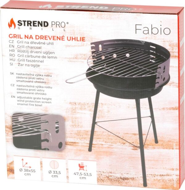 Gril Strend Pro Fabio, BBQ, na drevené uhlie, 38x38x55 cm – Obrázok 2