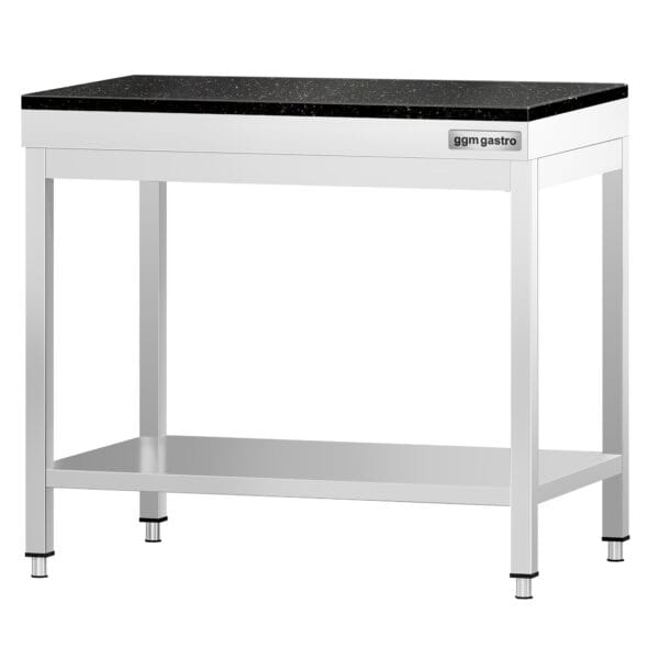 Pracovný stôl z nehrdzavejúcej ocele PREMIUM - 700x600 mm - so základnou policou - vrátane žulovej pracovnej dosky – Obrázok 3