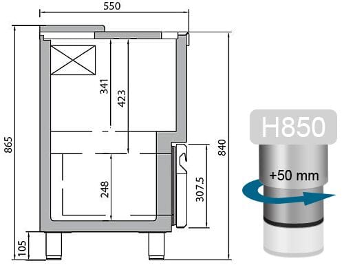 Chladič na fľaše - nehrdzavejúca oceľ - 265 litrov - s 1 zásuvkou – Obrázok 3