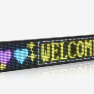 Programovateľný LED displej  P10, plne farebný flexibilný digitálny posúvací panel, DIY zobrazovacia tabuľa s vlastným textovým vzorom, GIF a ovládaním pomocou aplikácie Bluetooth (990 x 190 x 55 mm)