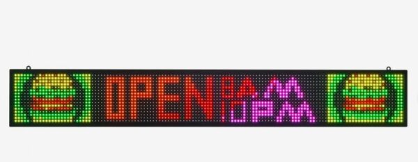 Programovateľný LED displej P10 s plnofarebným flexibilným digitálnym posúvacím panelom, DIY zobrazovacia tabuľa s vlastným textovým vzorom, GIF a ovládaním pomocou aplikácie Bluetooth (1310 x 190 x 55 mm)