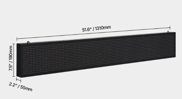 Programovateľný LED displej P10 s plnofarebným flexibilným digitálnym posúvacím panelom, DIY zobrazovacia tabuľa s vlastným textovým vzorom, GIF a ovládaním pomocou aplikácie Bluetooth (1310 x 190 x 55 mm) – Obrázok 2