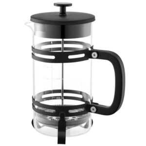 Kávovar French Press, 1 l kávovar vyrobený z borosilikátového skla s filtrom z nehrdzavejúcej ocele, kávovar na kempovanie, cestovanie, kuchyňu, reštauráciu, kávovar čierny