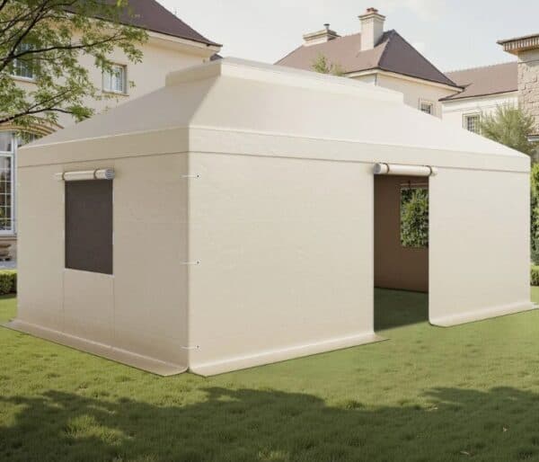 Zimný kryt , vhodný pre altánky s rozmermi 3,66 x 6,1 m s dvojitou strechou, náhradný kryt s bočnými stenami a sieťovanými oknami, ochranné kryty na úložný priestor, altánky nie sú súčasťou balenia – Obrázok 4