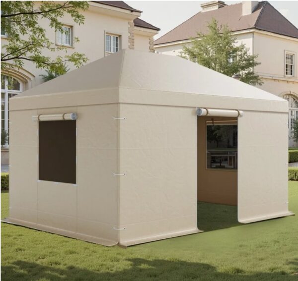 Zimný kryt , vhodný pre altánky s rozmermi 3,68 x 4,9 m, náhradný kryt s bočnými stenami a sieťovanými oknami, PE materiál, ochranné kryty na uskladnenie, altánky nie sú súčasťou balenia – Obrázok 5