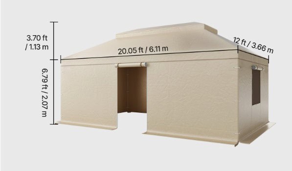 Zimný kryt , vhodný pre altánky s rozmermi 3,66 x 6,1 m s dvojitou strechou, náhradný kryt s bočnými stenami a sieťovanými oknami, ochranné kryty na úložný priestor, altánky nie sú súčasťou balenia