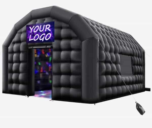 Nafukovací párty stan  8x6x4 m, kockový stan pre diskotéku, pavilónový svadobný stan s 1100W ventilátorom, vrece s pieskom, 2 okná na akcie, narodeniny, svadby, čierny – Obrázok 4