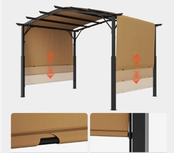 Pergola 3x3 m, záhradný altánok s klenutým vrcholom, prístrešok so zasúvacou strechou, veľký terasový altánok, párty stan, robustná záhradná pergola na terasu, dvor, verandu, bazén – Obrázok 2