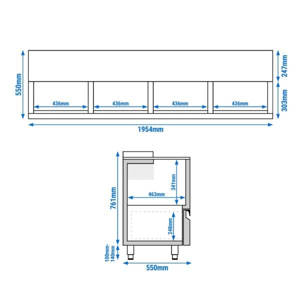 Chladič na fľaše - nehrdzavejúca oceľ - 620 litrov - s 3 zásuvkami – Obrázok 2