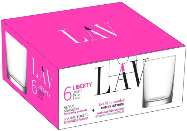 Pohár Liberty, LAV, sklenený, na whisky, 280 ml, 74x88 mm, bal. 6 ks – Obrázok 2