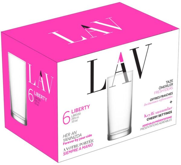 Pohár Liberty, LAV, sklenený, na vodu, 295 ml, 62x133 mm, bal. 6 ks – Obrázok 2