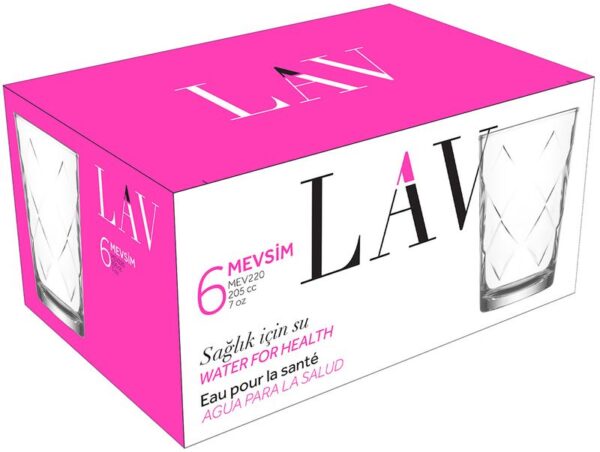 Pohár Mevsim, LAV, sklenený, na vodu, 205 ml, 68x99 mm, bal. 6 ks – Obrázok 2