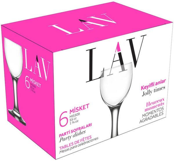 Pohár Misket, LAV, sklenený, na likér, 55 ml, 46x112 mm, bal. 6 ks – Obrázok 2
