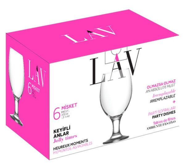 Pohár Misket, LAV, sklenený, na pivo, 400 ml, 69x160 mm, bal. 6 ks – Obrázok 2