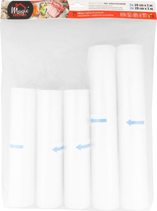 Fólia MagicHome, na vákuovanie, sada 20x300 cm (3 ks) + 28x300 cm (2 ks), pre vákuovačky – Obrázok 2