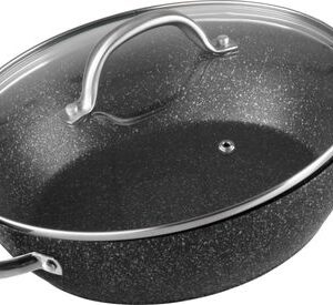 Hrniec MagicHome Black Marble Line, plytký, 26 cm, 2800 ml, s pokrievkou, pekáč do rúry