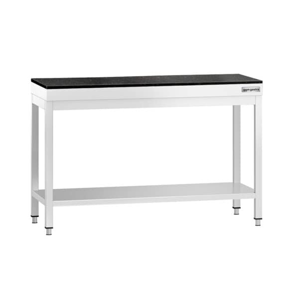 Pracovný stôl z nehrdzavejúcej ocele PREMIUM - 1200x600 mm - so základnou policou - vrátane žulovej pracovnej dosky – Obrázok 2