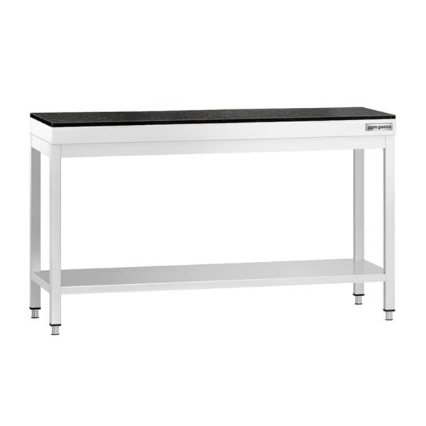 Pracovný stôl z nehrdzavejúcej ocele PREMIUM - 1500x600 mm - so základnou policou - vrátane žulovej pracovnej dosky – Obrázok 2