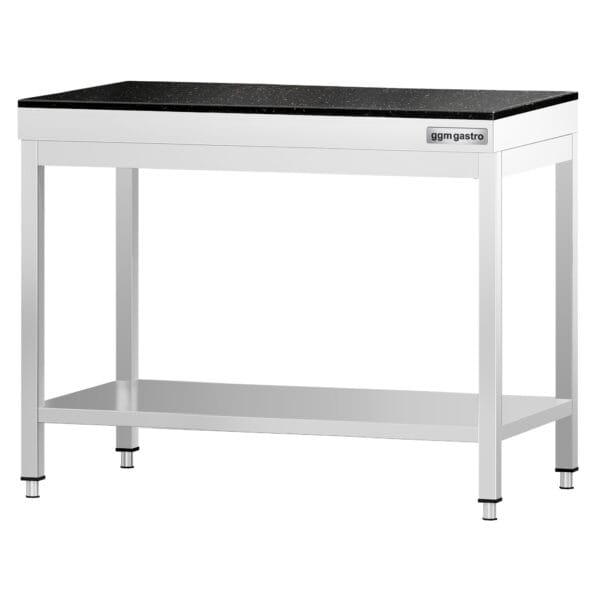 Pracovný stôl z nehrdzavejúcej ocele PREMIUM - 800x700 mm - so základnou policou - vrátane žulovej pracovnej dosky – Obrázok 3