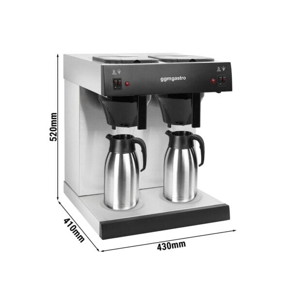 Kávovar na filtrovanú kávu - 2 x 2 litre - 2,8 kW - s 2 platňami - vrátane 2 2-litrových izolovaných kanvíc