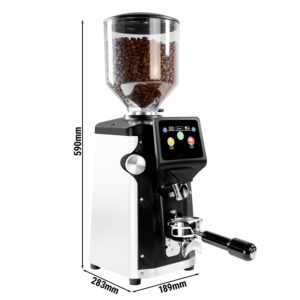 Mlynček na kávu - 1,2 kg - plochý mlecí kotúč Ø 65 mm - automatická detekcia portafiltra - biely