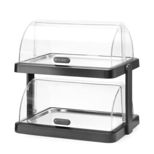 Dvojitá chladiaca vitrína s rolovacím vrchom Duo UNIQ,  čierna, 480x355x(V)480mm, obdĺžniková