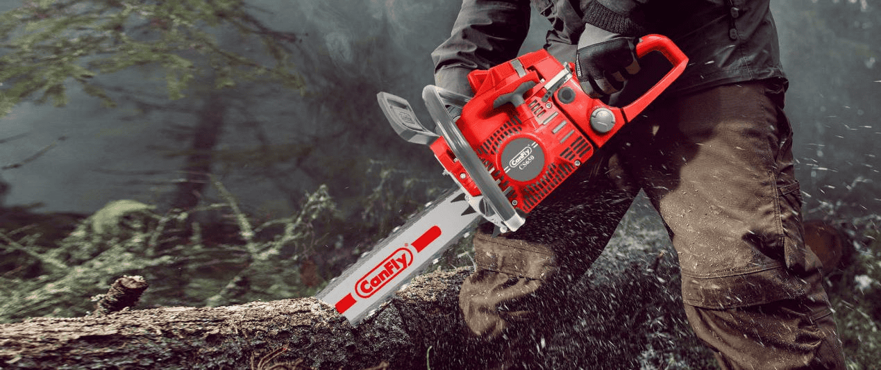 A gasoline chainsaw