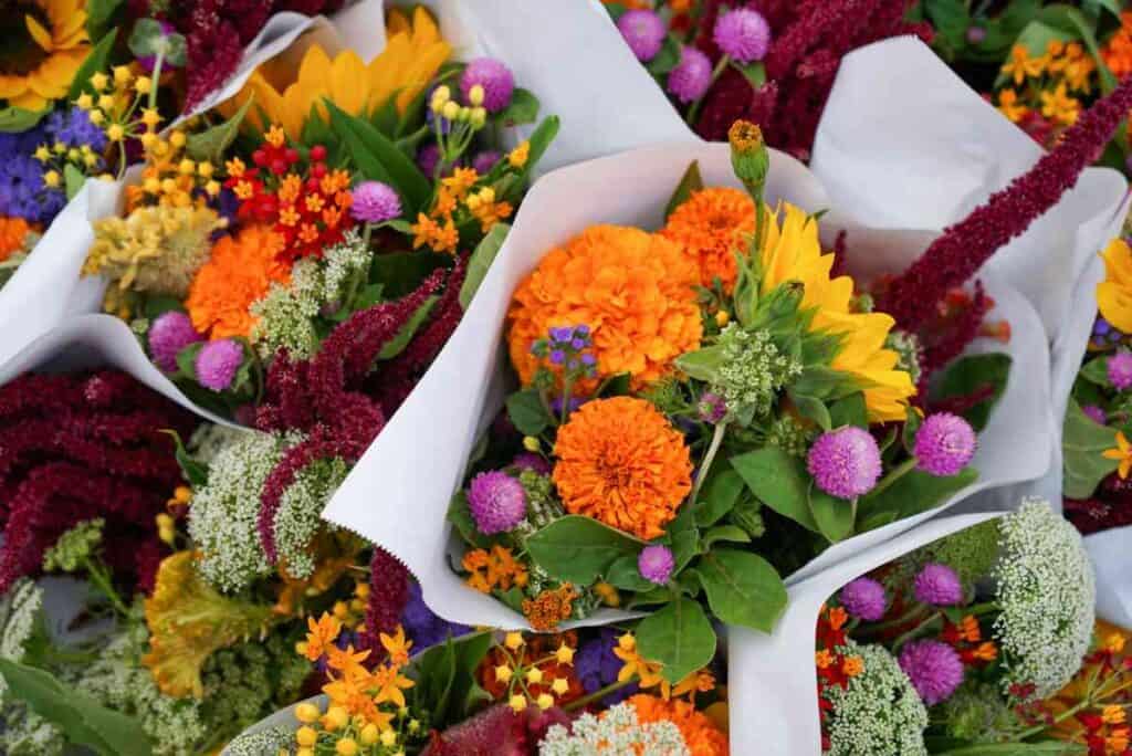 flower bouquets at florist shop