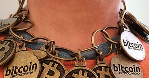 necklace made of bitcoin keyrings