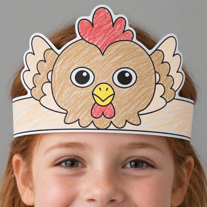 Chicken paper crown headband template craft coloring kids