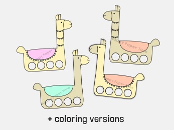 Lama finger puppets printable craft for kids to color in