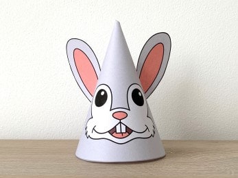 Rabbit bunny party hat paper printable template farm animal craft activity for kids