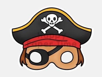 Pirate captain mask paper printable costume crafting activity for kids